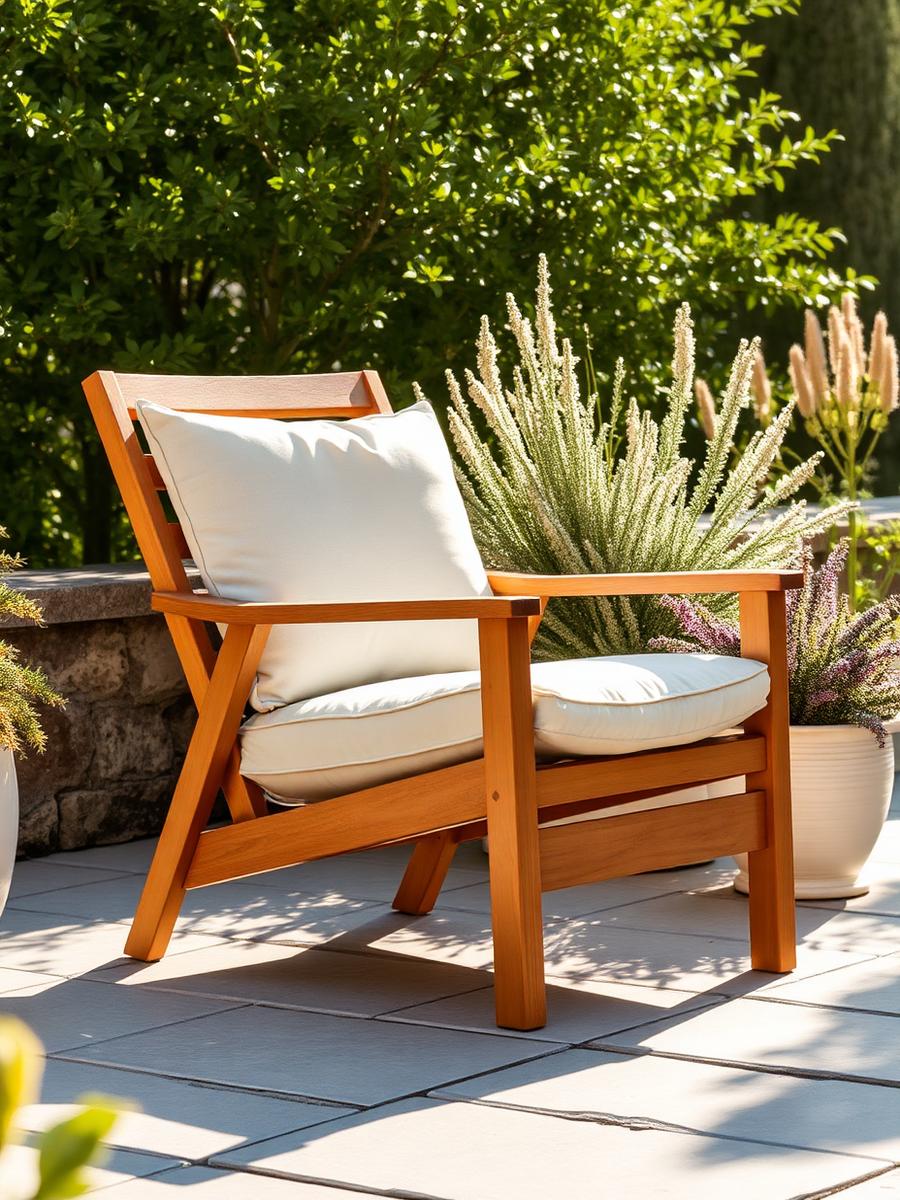 Teak garden lounge chair
