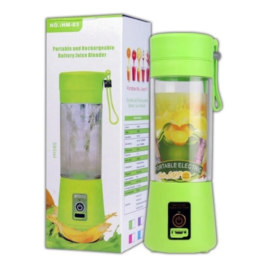 HM-03 Portable Rechargeable Juice Blender 380ml – Green