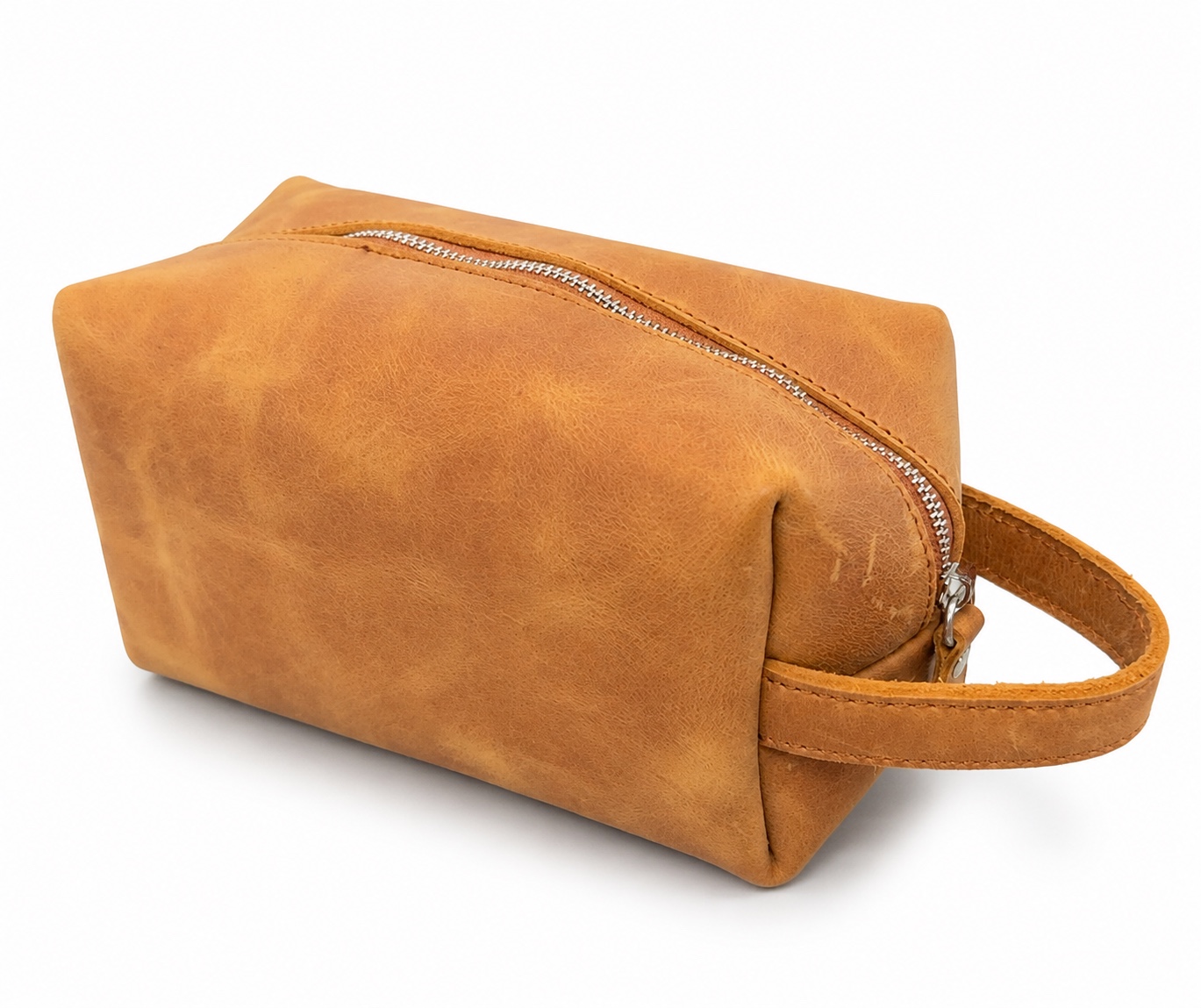 Vintage Leather-Look Toiletry Bag with Handle