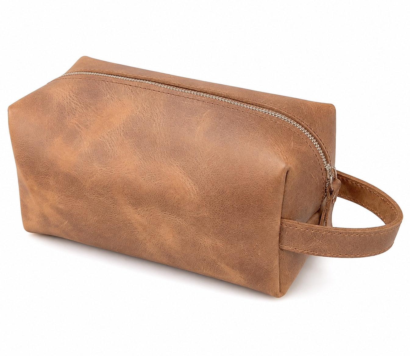 Vintage Leather-Look Toiletry Bag with Handle