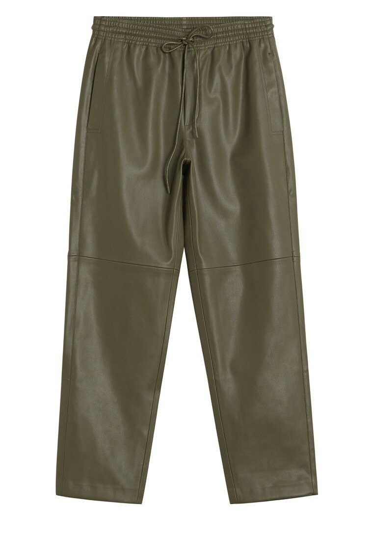 Olive Green Faux Leather Pants