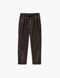 Brown Faux Leather Drawstring Trousers