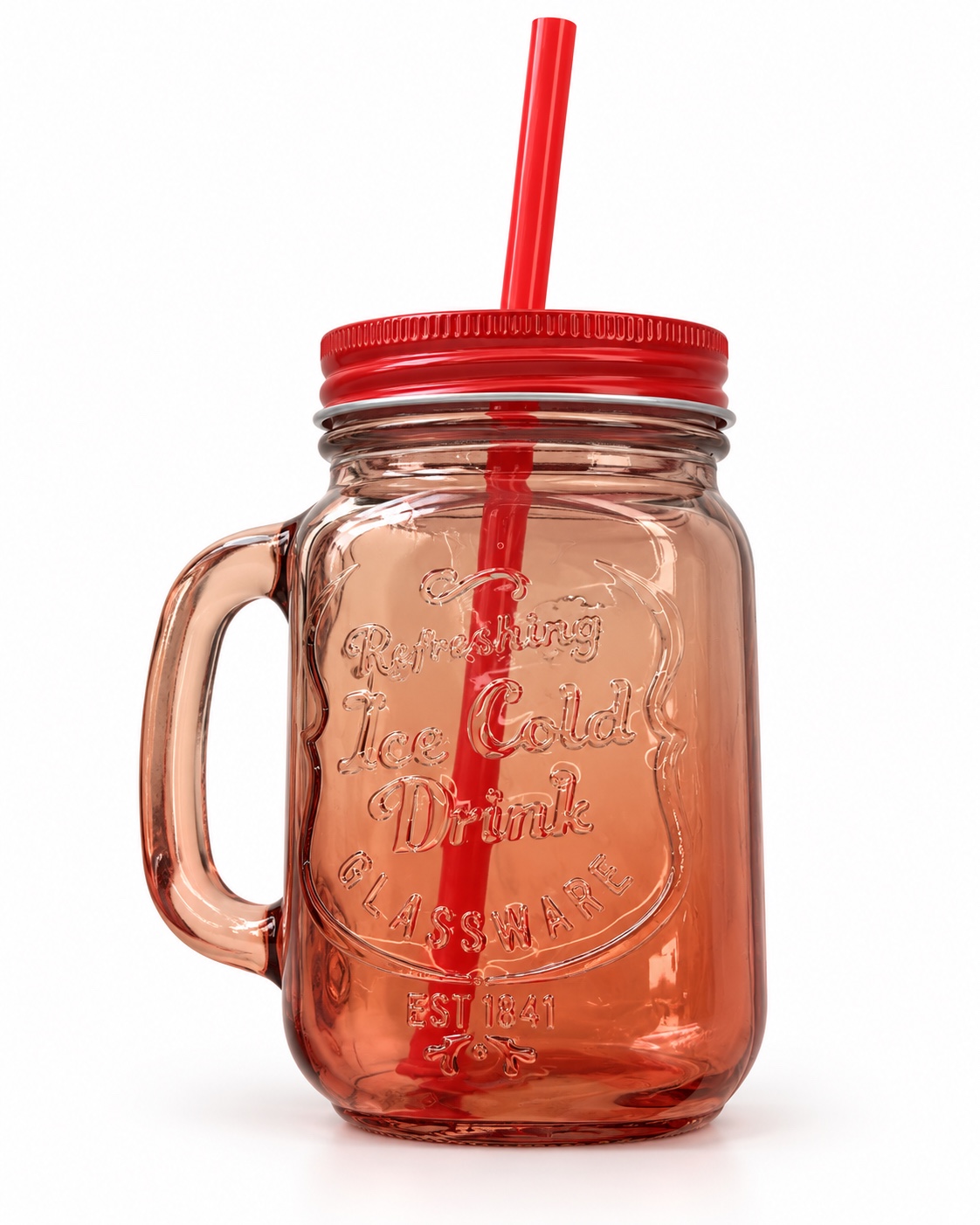 Mason Jar Drinking Mug with Lid & Straw