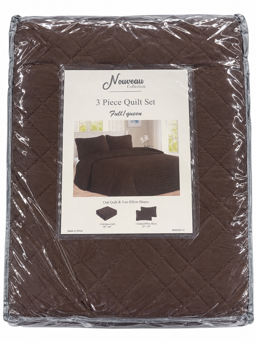 Brown 3-Piece Full/Queen Quilt Set