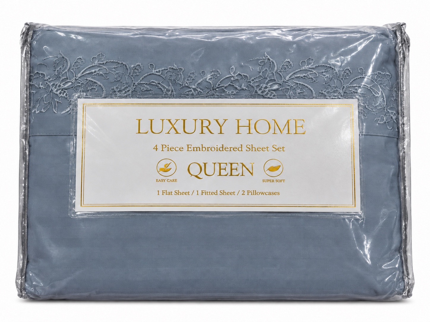 4-Piece Embroidered Queen Sheet Set
