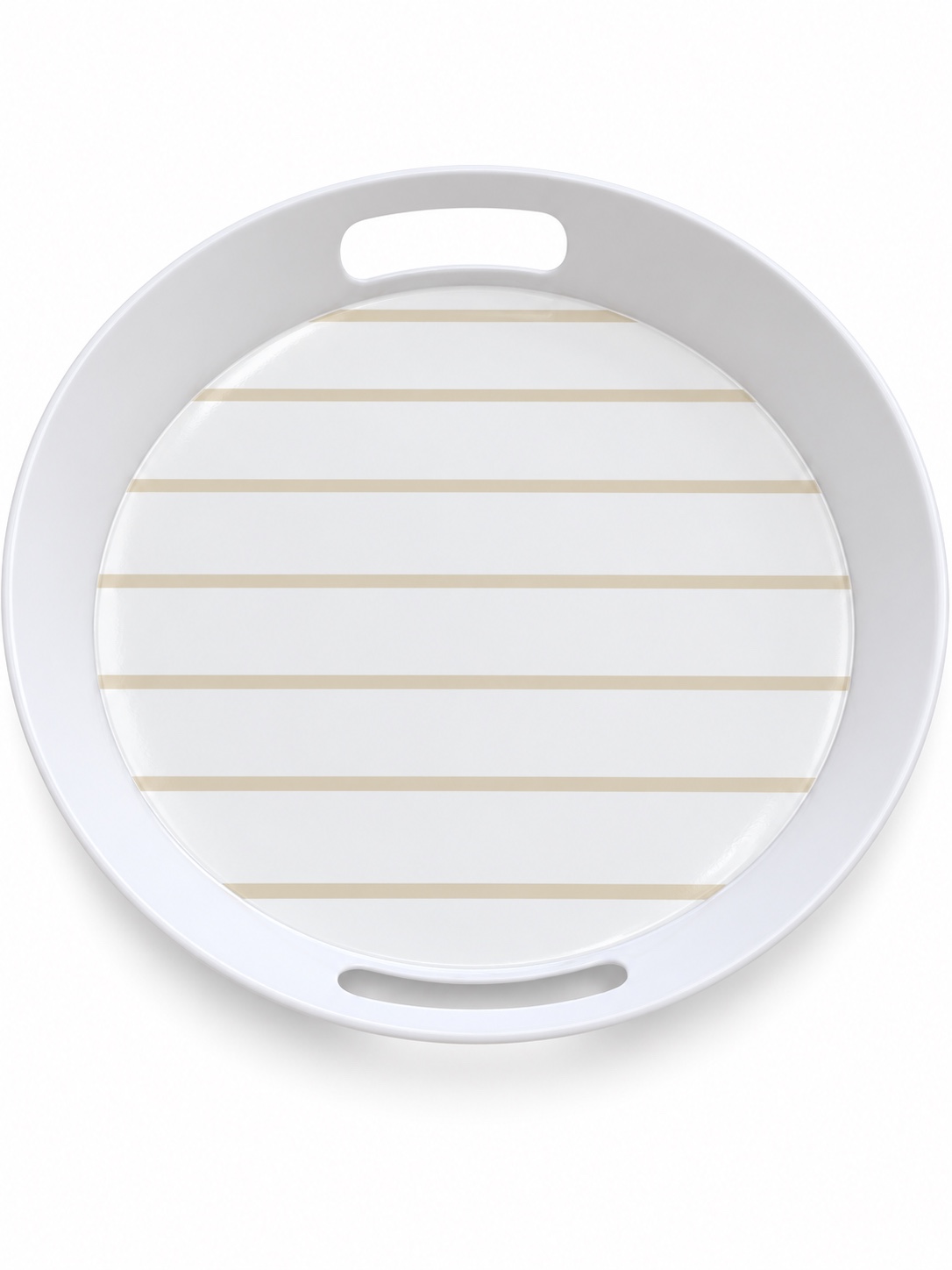 Round Striped Serving Tray with Handles