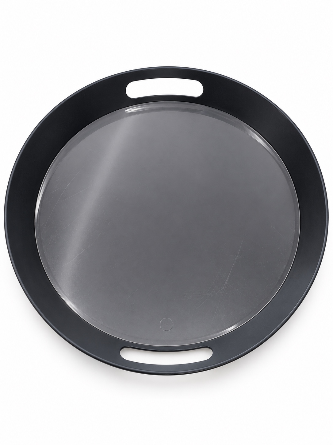 Round Black Serving Tray with Handles