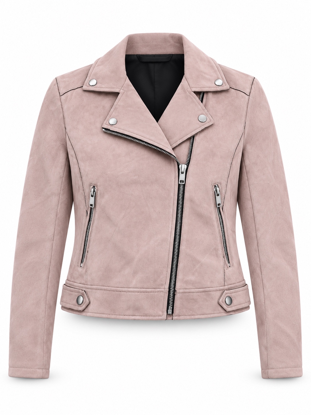 Blush Pink Suede Biker Jacket