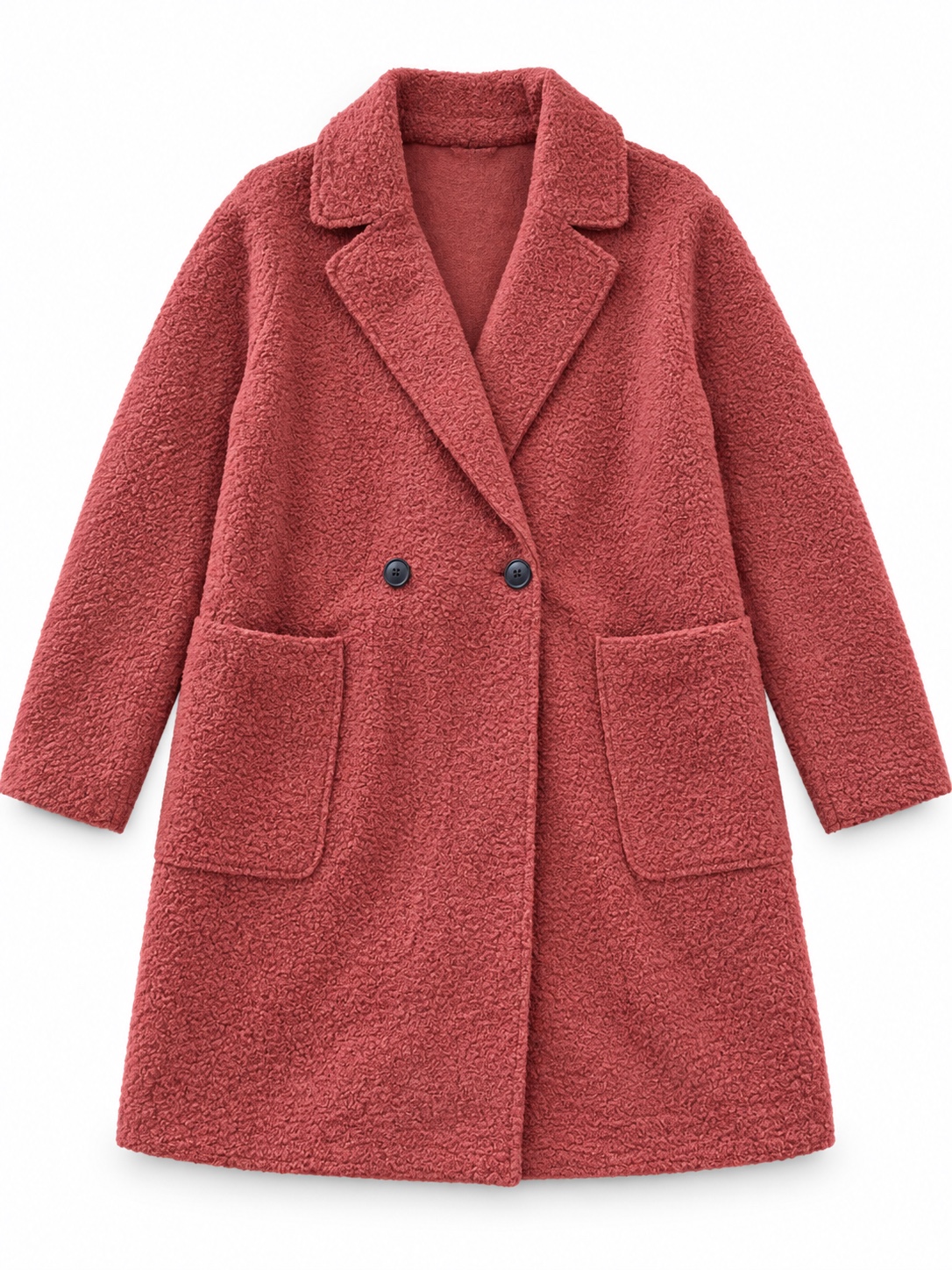 Dusty Rose Bouclé Teddy Coat
