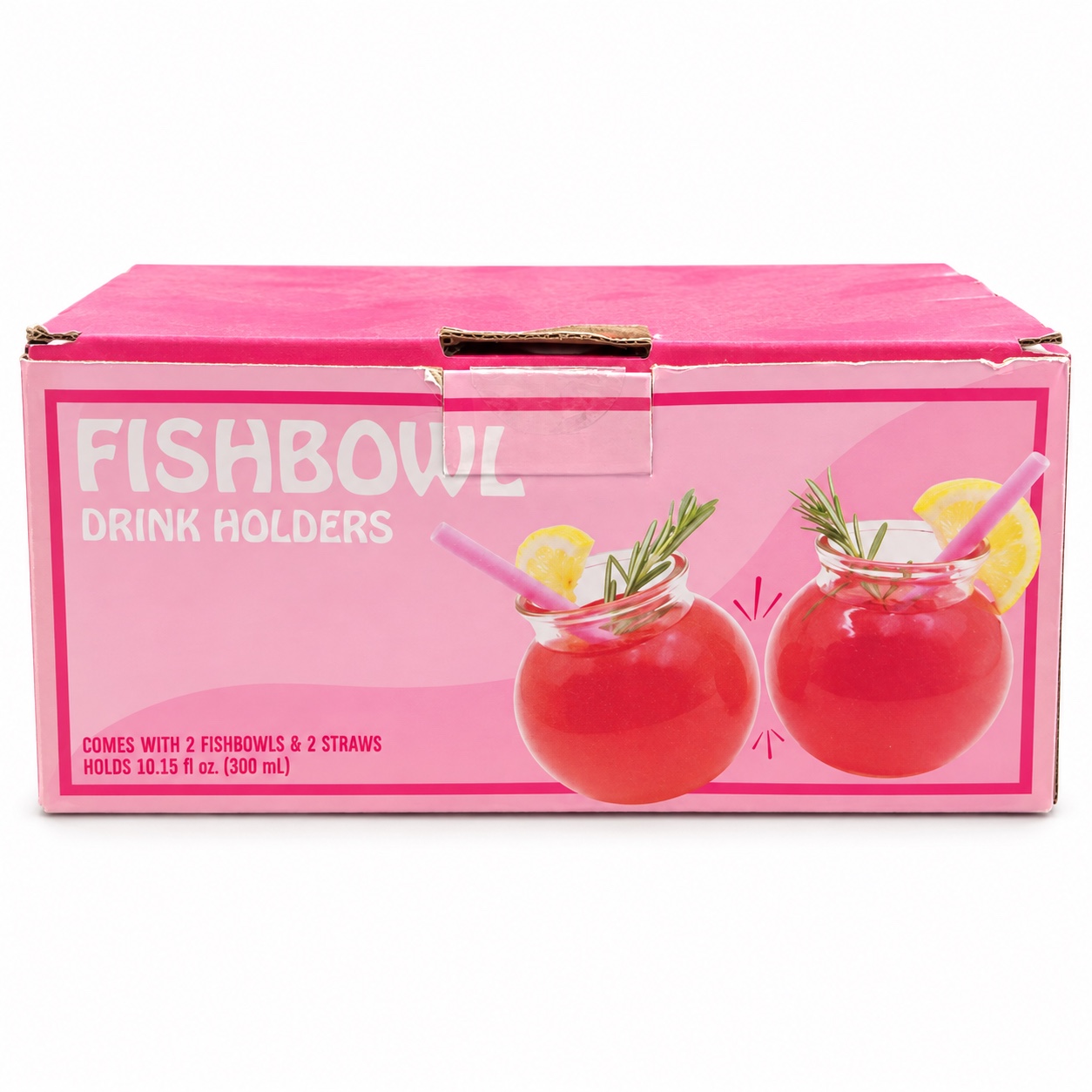 Pink Fishbowl Drink Holders Set – 2 Bowls & 2 Straws