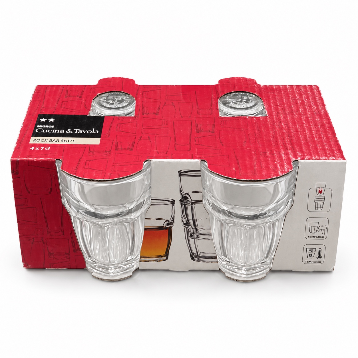 Migros Rock Bar Tempered Shot Glass Set – 4 Pieces