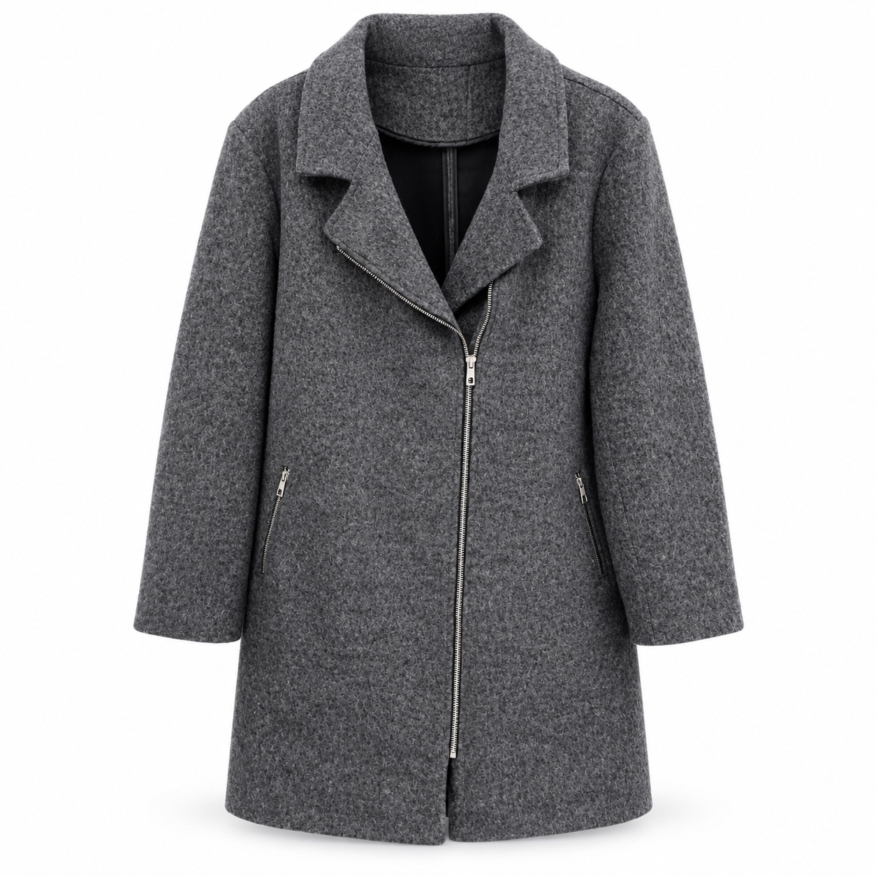 primark Charcoal Grey textured biker coat