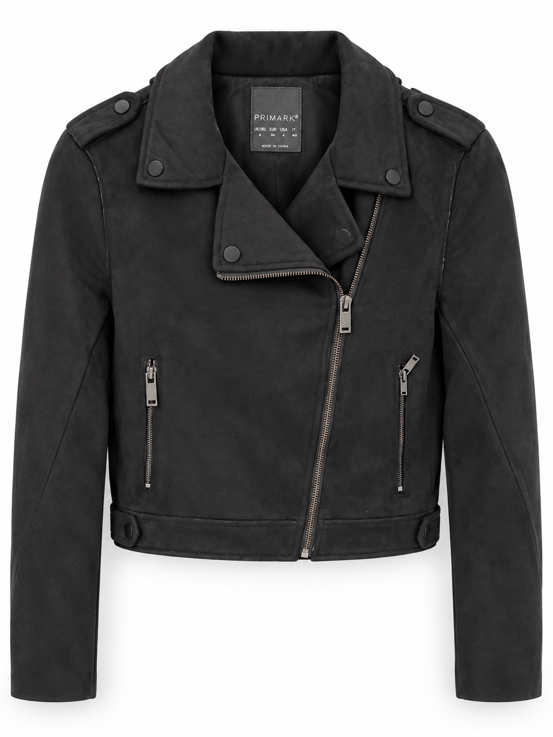 PRIMARK Women’s Black Faux Suede Biker Jacket