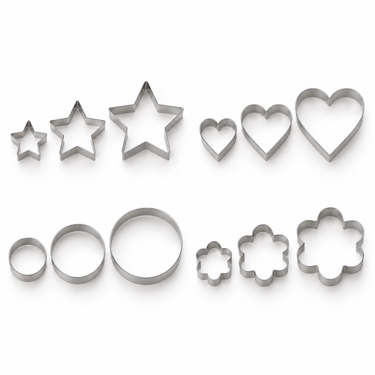 FOOBY Stainless Steel Cookie Cutters – 12-Piece Set