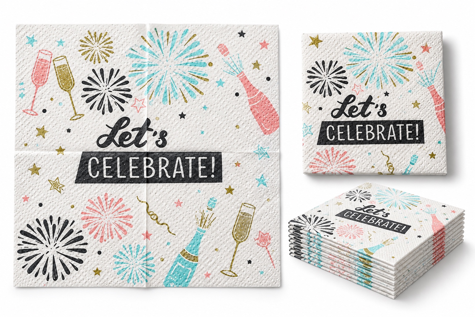 Kokett Premium “Let’s Celebrate!” Party Napkins – 16 Pieces