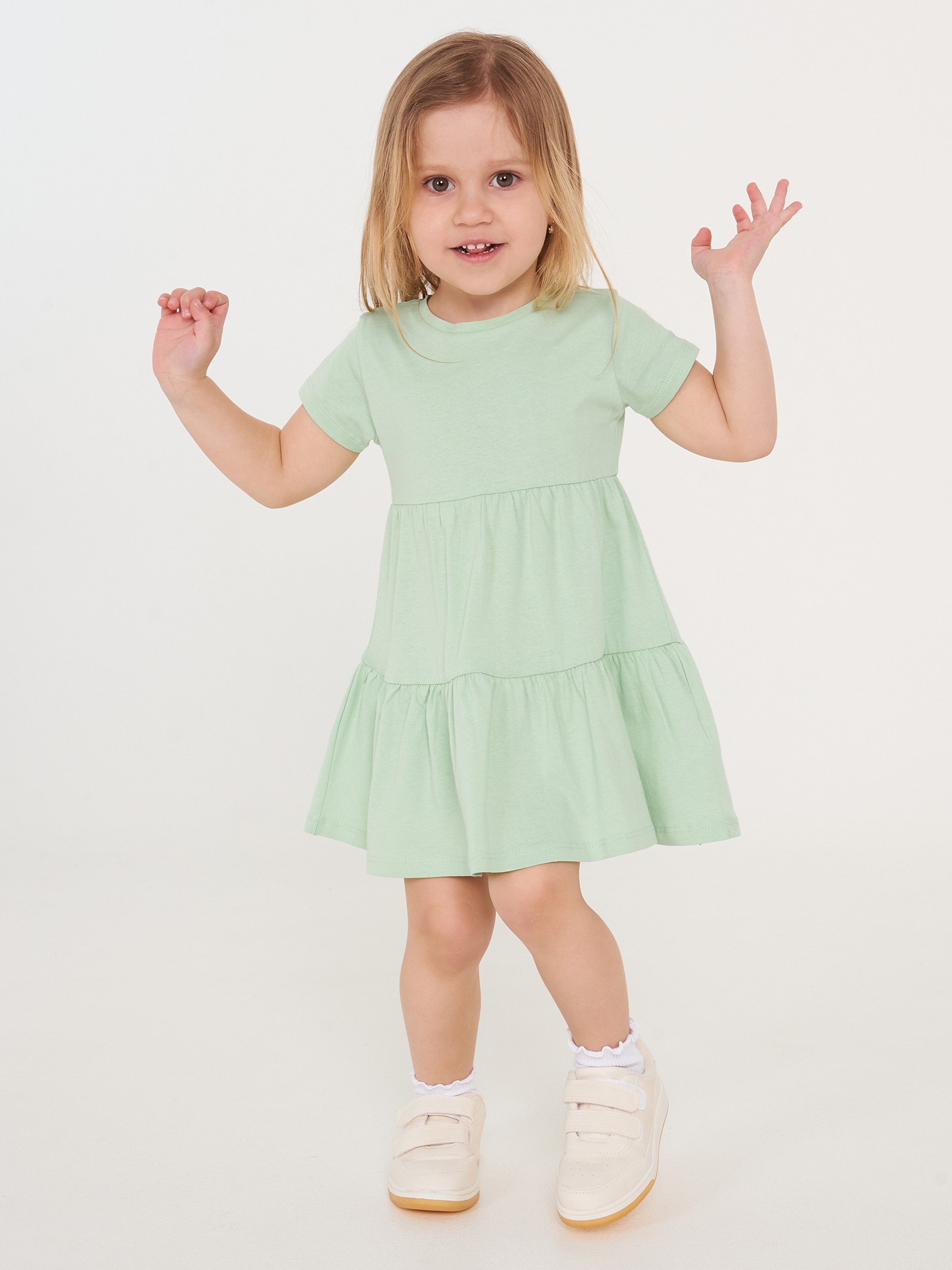 | Basic cotton short sleeve ruffle dress