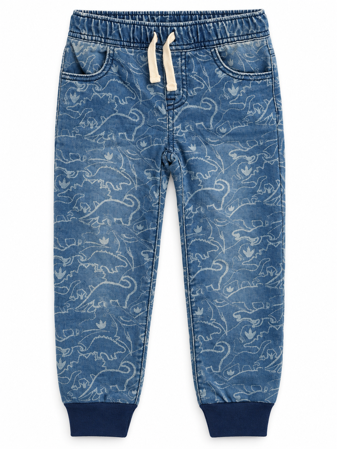 Gap Kids Dinosaur Print Denim Jogger Jeans Blue 2T Pull On