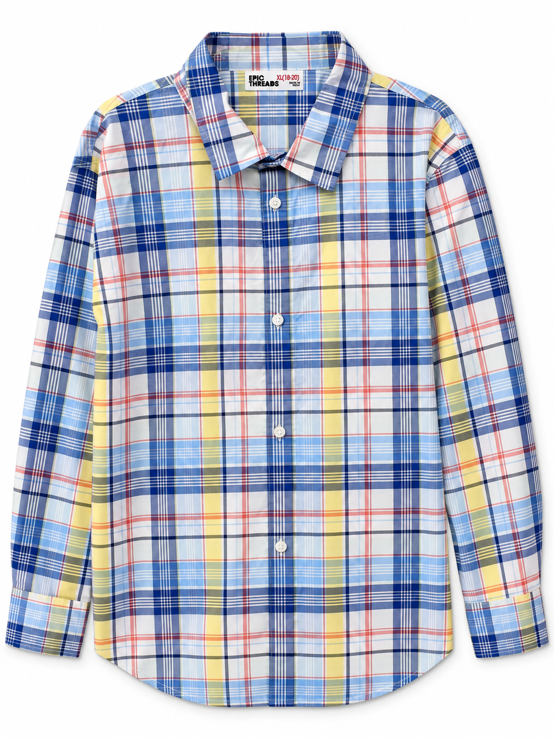 Epic Threads Boys’ Multicolor Plaid Long-Sleeve Shirt