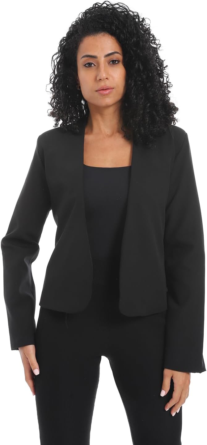 Andora Womens Open Neckline Slip On Short Blazer