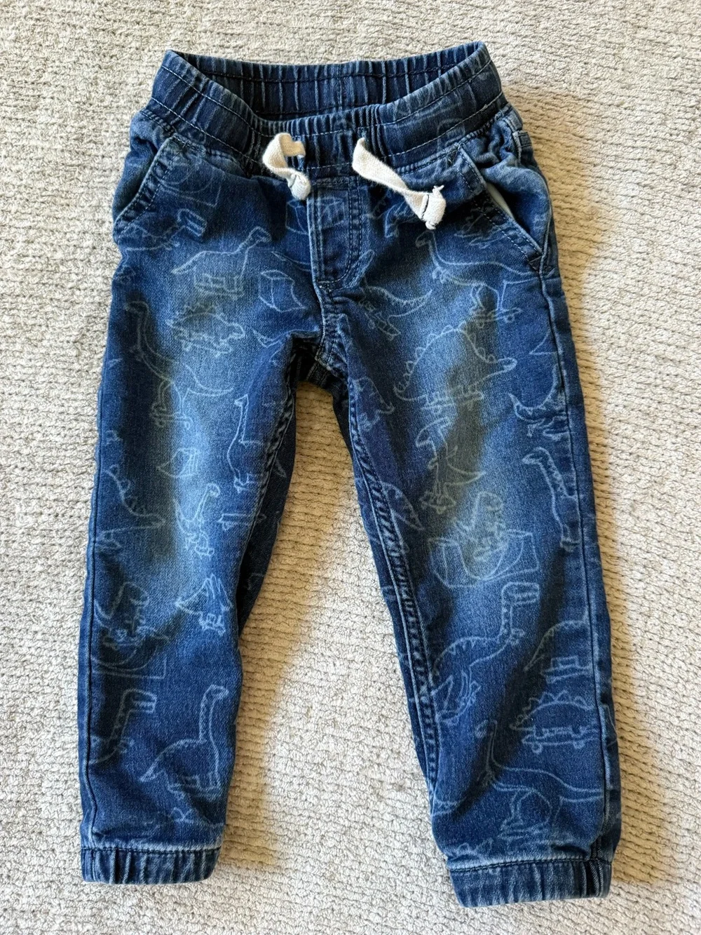 Gap Kids Dinosaur Print Denim Jogger Jeans Blue 2T Pull On