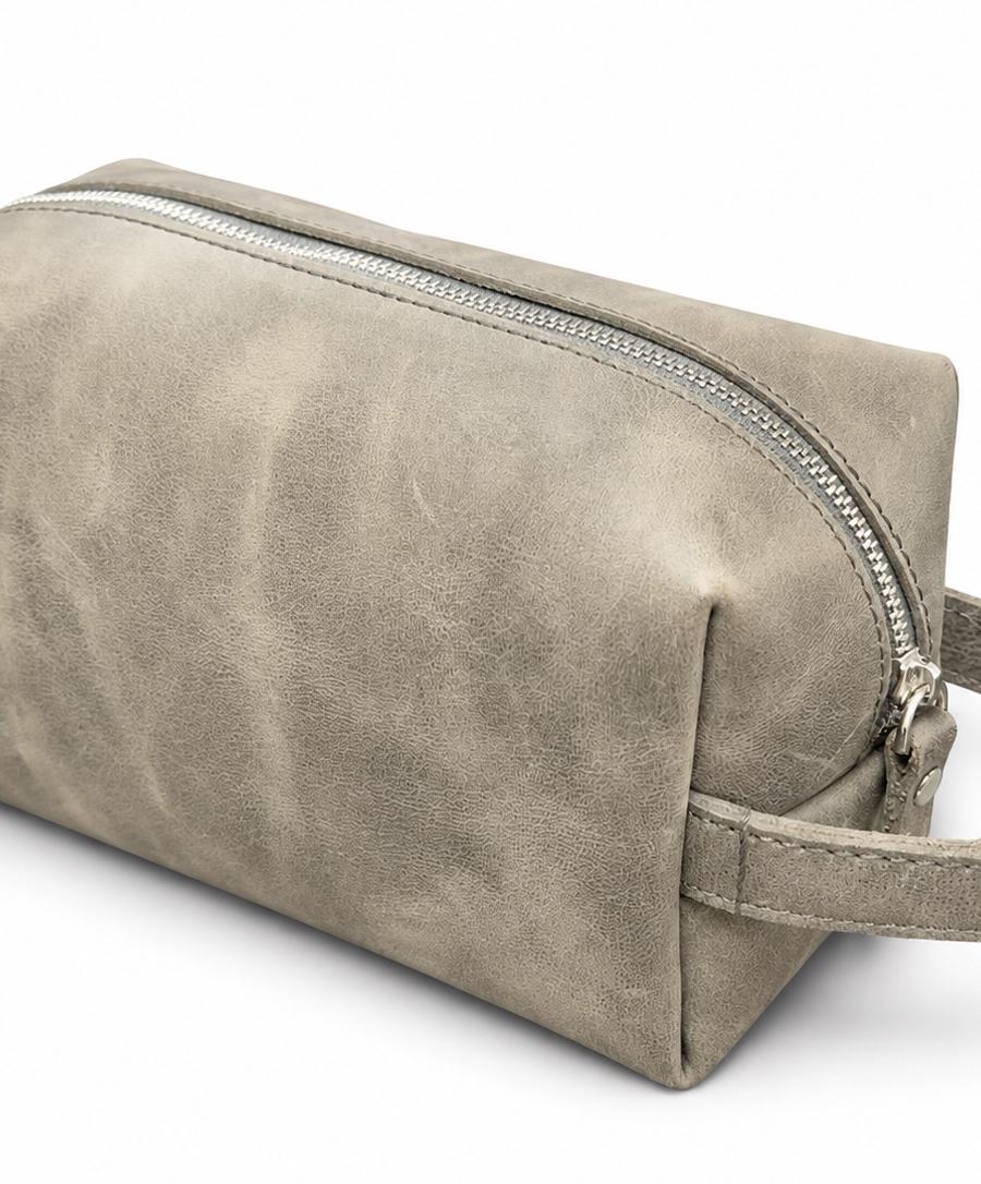 Vintage Leather-Look Toiletry Bag with Handle