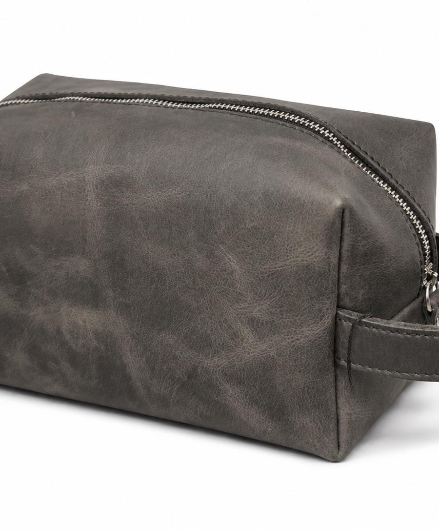 Vintage Leather-Look Toiletry Bag with Handle