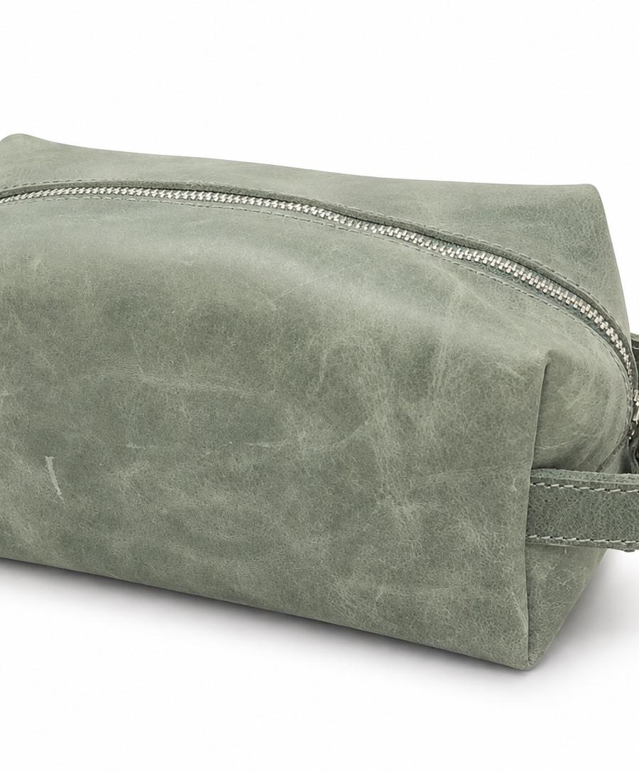 Vintage Leather-Look Toiletry Bag with Handle
