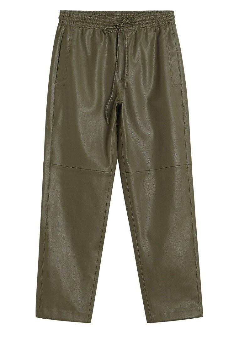 Olive Green Faux Leather Pants
