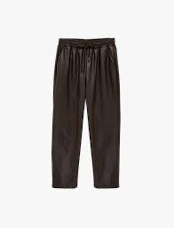 Brown Faux Leather Drawstring Trousers