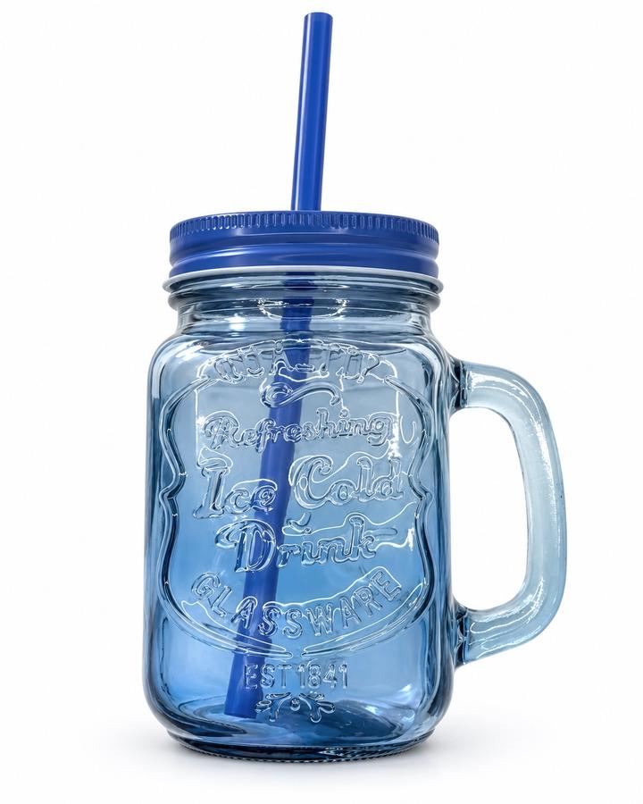 Mason Jar Drinking Mug with Lid & Straw, photo 2