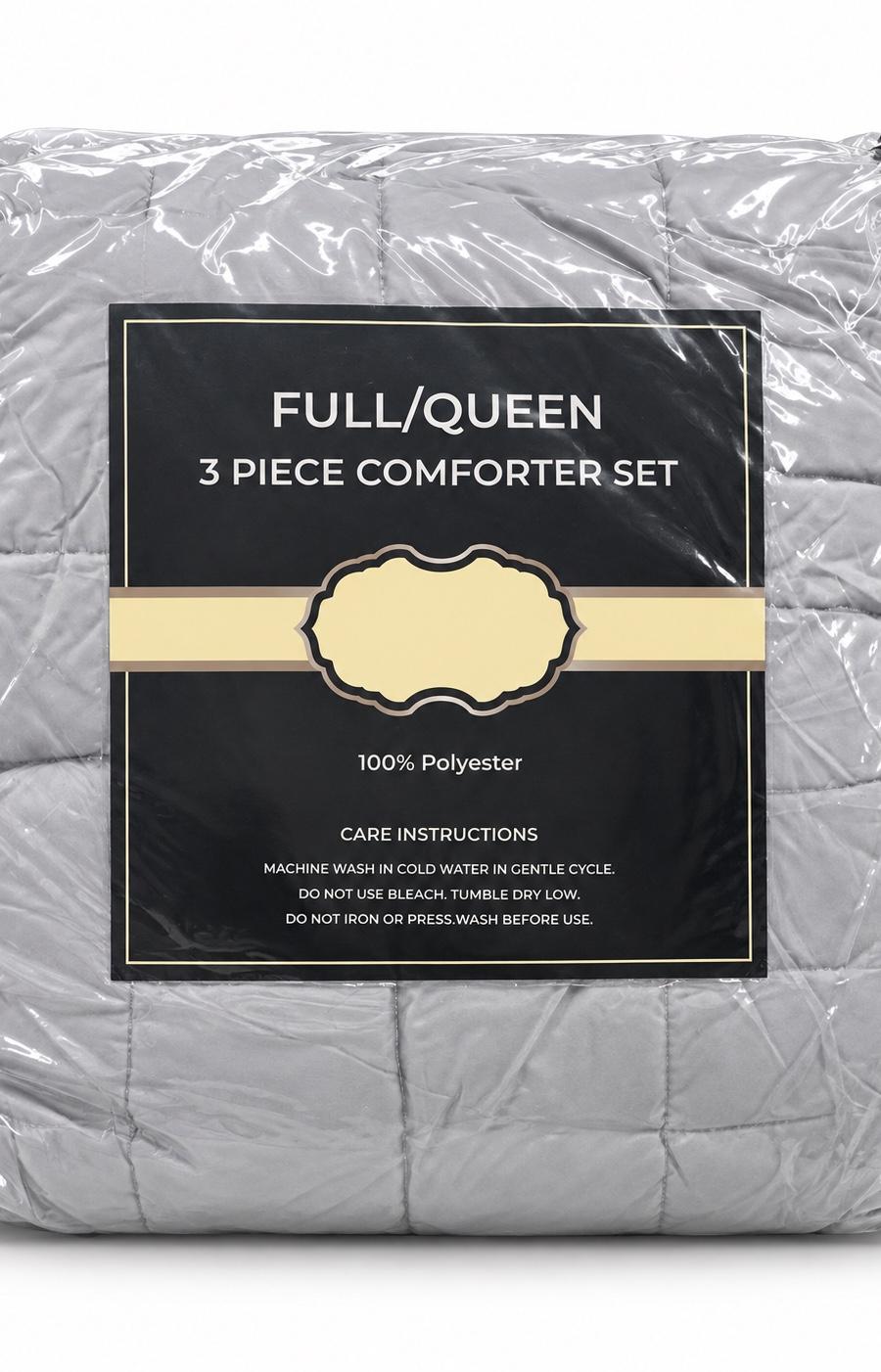 Light Grey 3-Piece Full/Queen Comforter Set