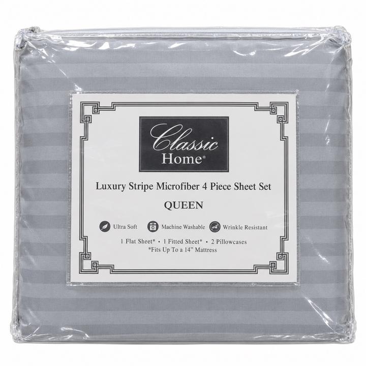 Red Dobby Stripe 4-Piece Queen Sheet Set, photo 2