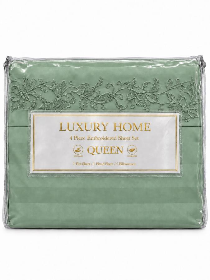 4-Piece Embroidered Queen Sheet Set, photo 2