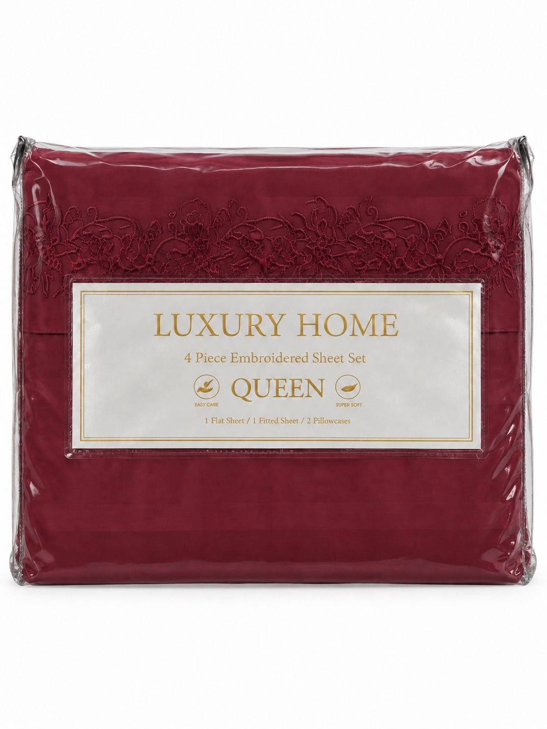 4-Piece Embroidered Queen Sheet Set, photo 3