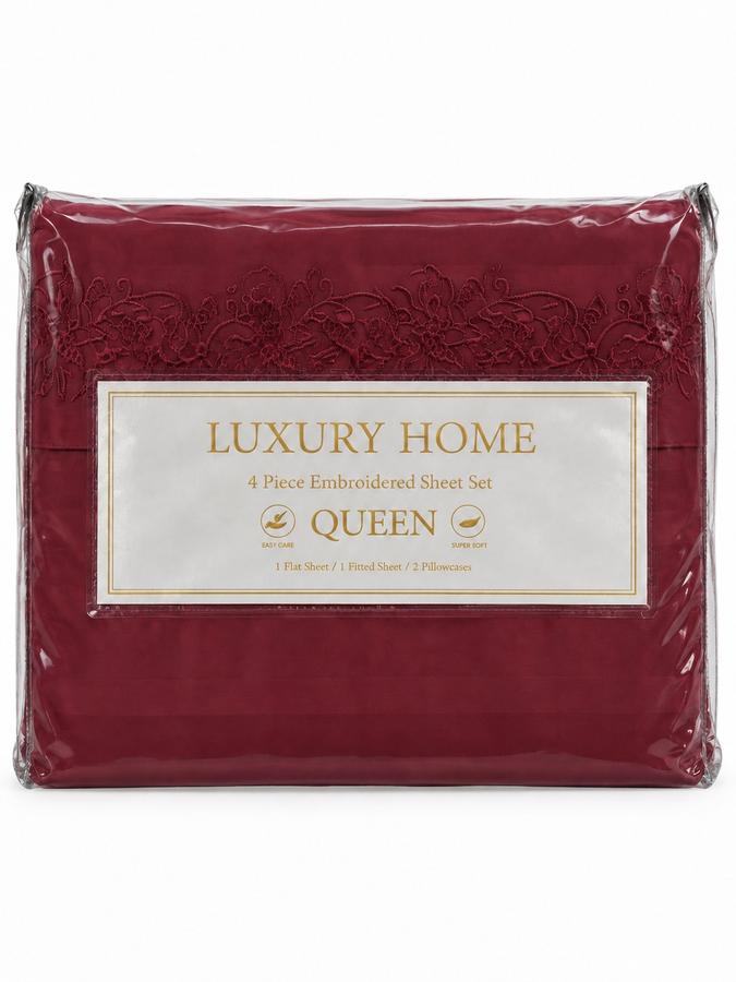 4-Piece Embroidered Queen Sheet Set, photo 3