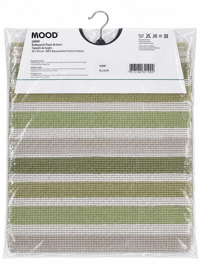 MOOD Sammy Striped Cotton Bath Mat – Green & Beige