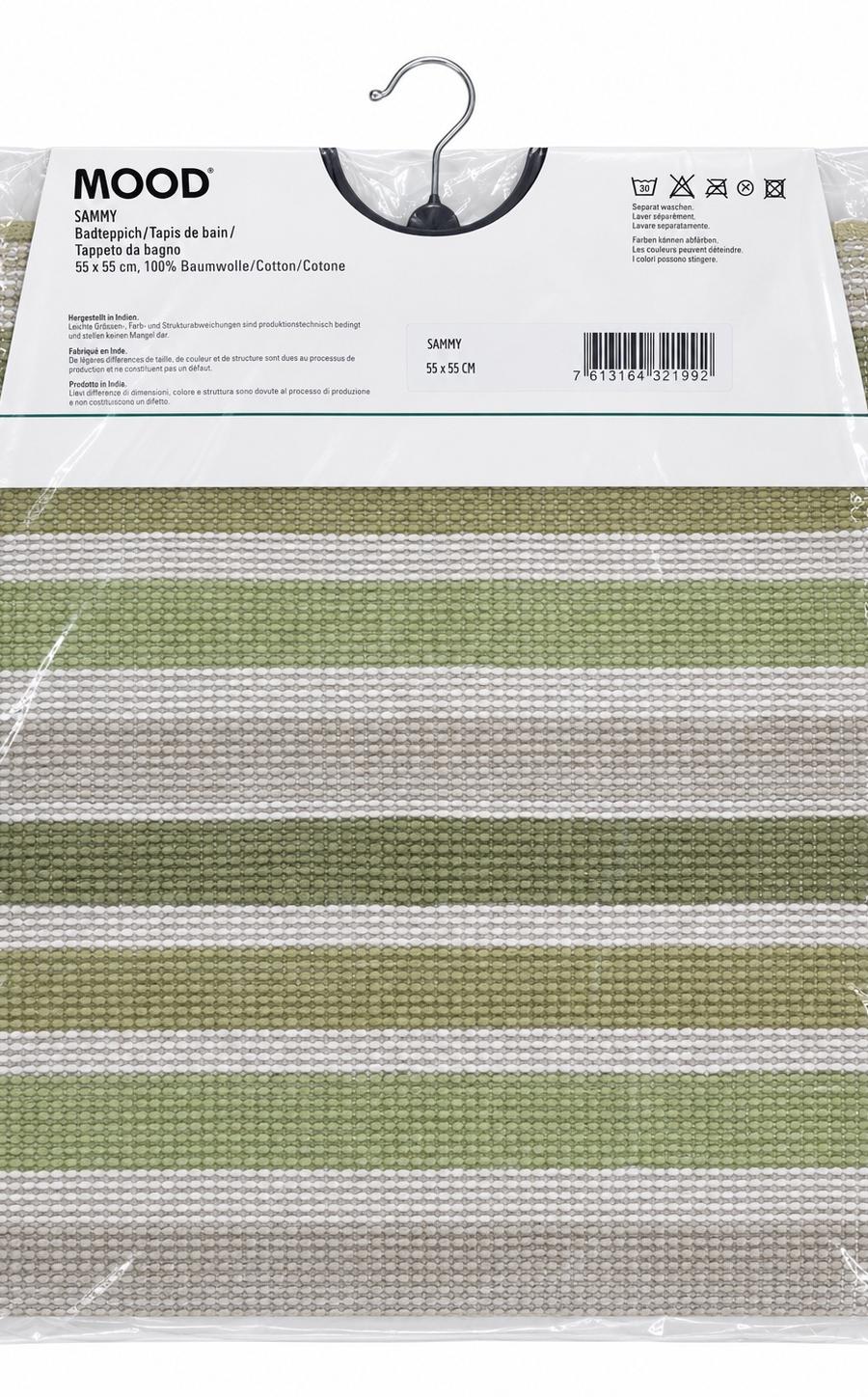MOOD Sammy Striped Cotton Bath Mat – Green & Beige