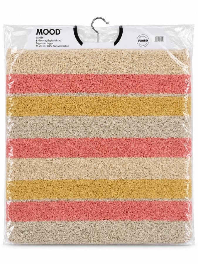 MOOD Sammy Striped Cotton Bath Mat – Coral & Mustard
