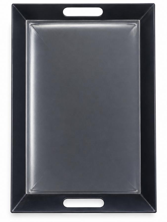 Rectangular Black Serving Tray with Handles