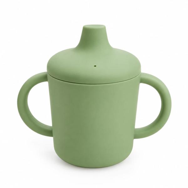 Sage Green Lidded Cup with Handles