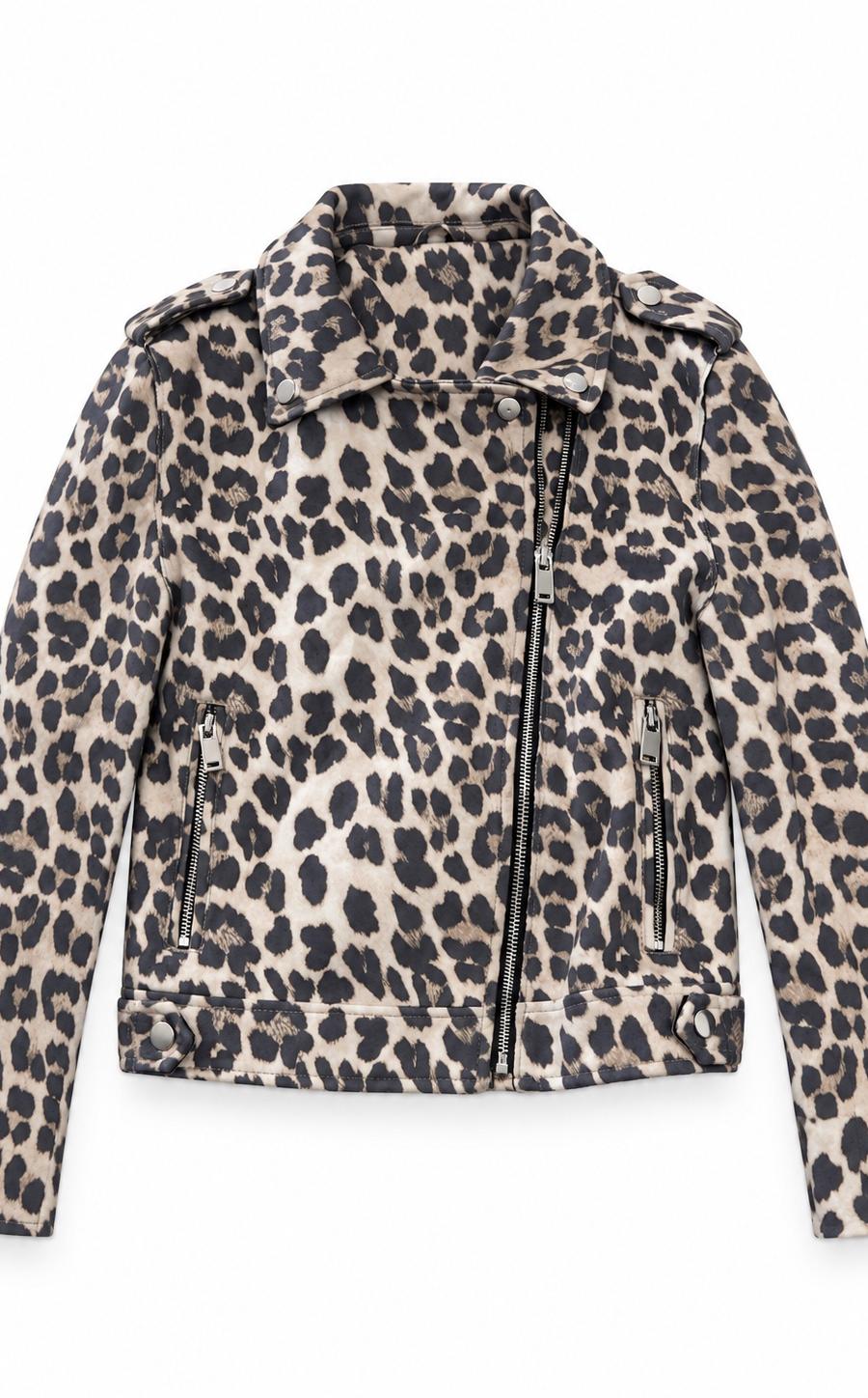 Leopard Print Biker Jacket