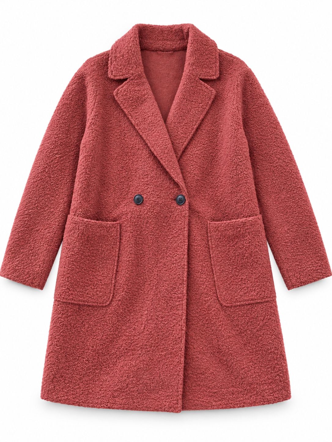 Dusty Rose Bouclé Teddy Coat