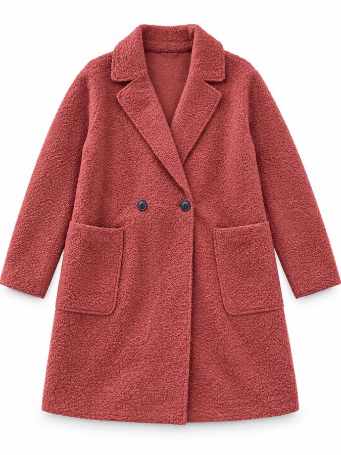 Dusty Rose Bouclé Teddy Coat