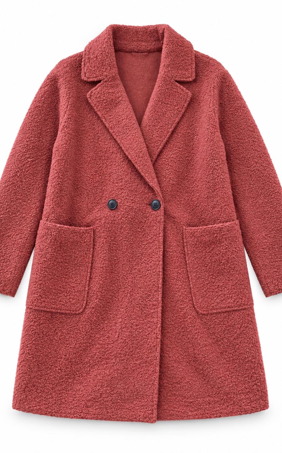 Dusty Rose Bouclé Teddy Coat