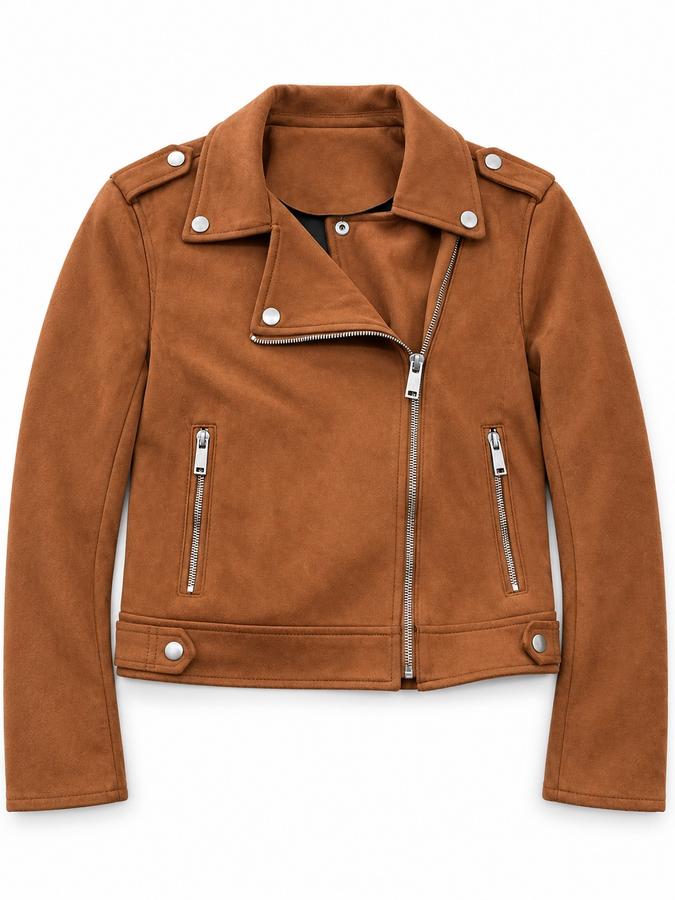 Camel Suede Biker Jacket