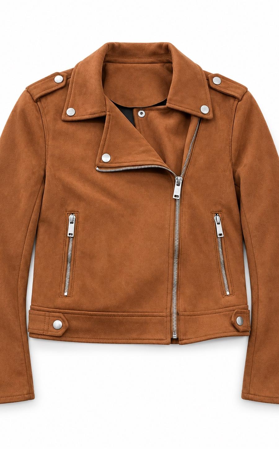 Camel Suede Biker Jacket