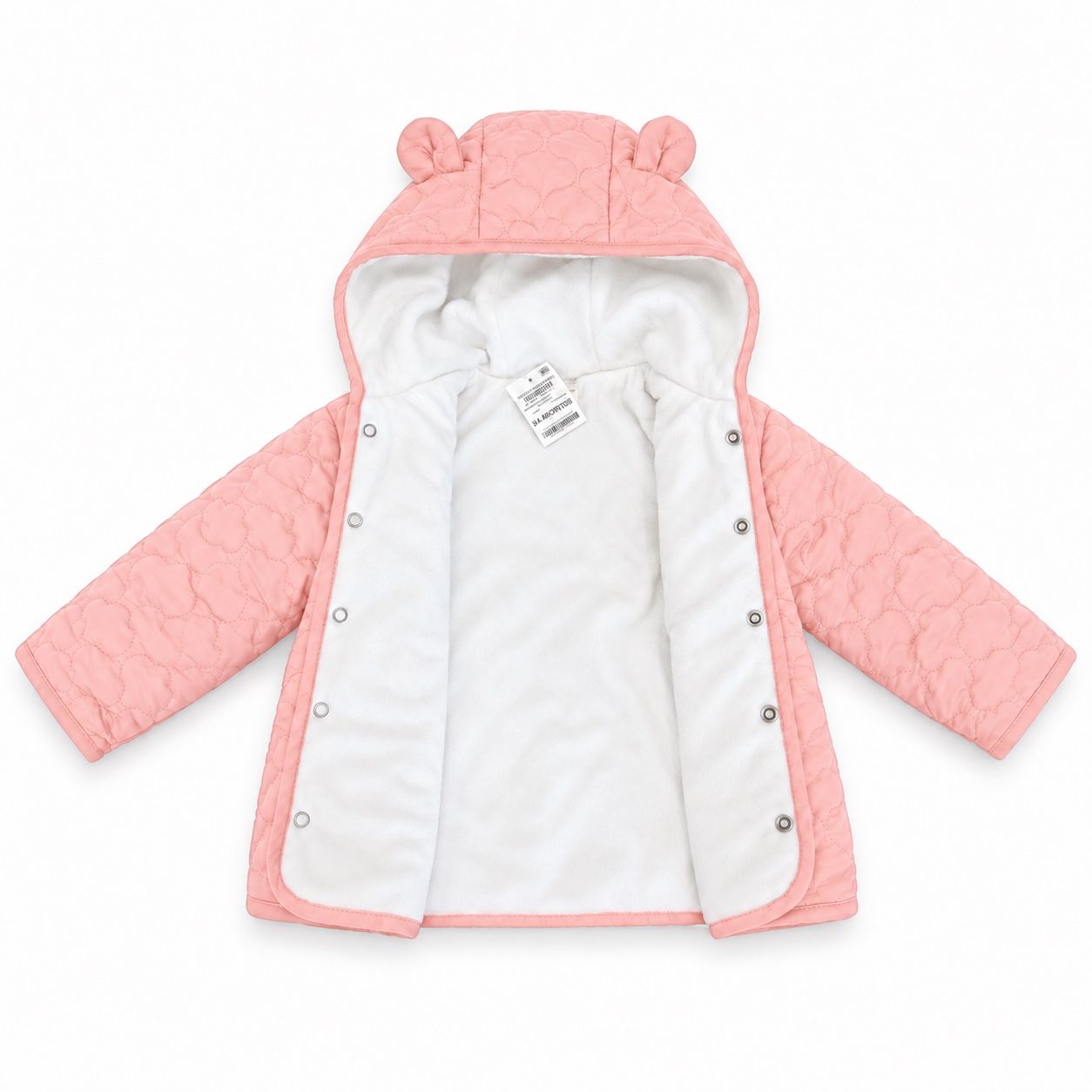 First Impressions Baby Girls’ Pink Quilted Hooded Jacket, photo 2