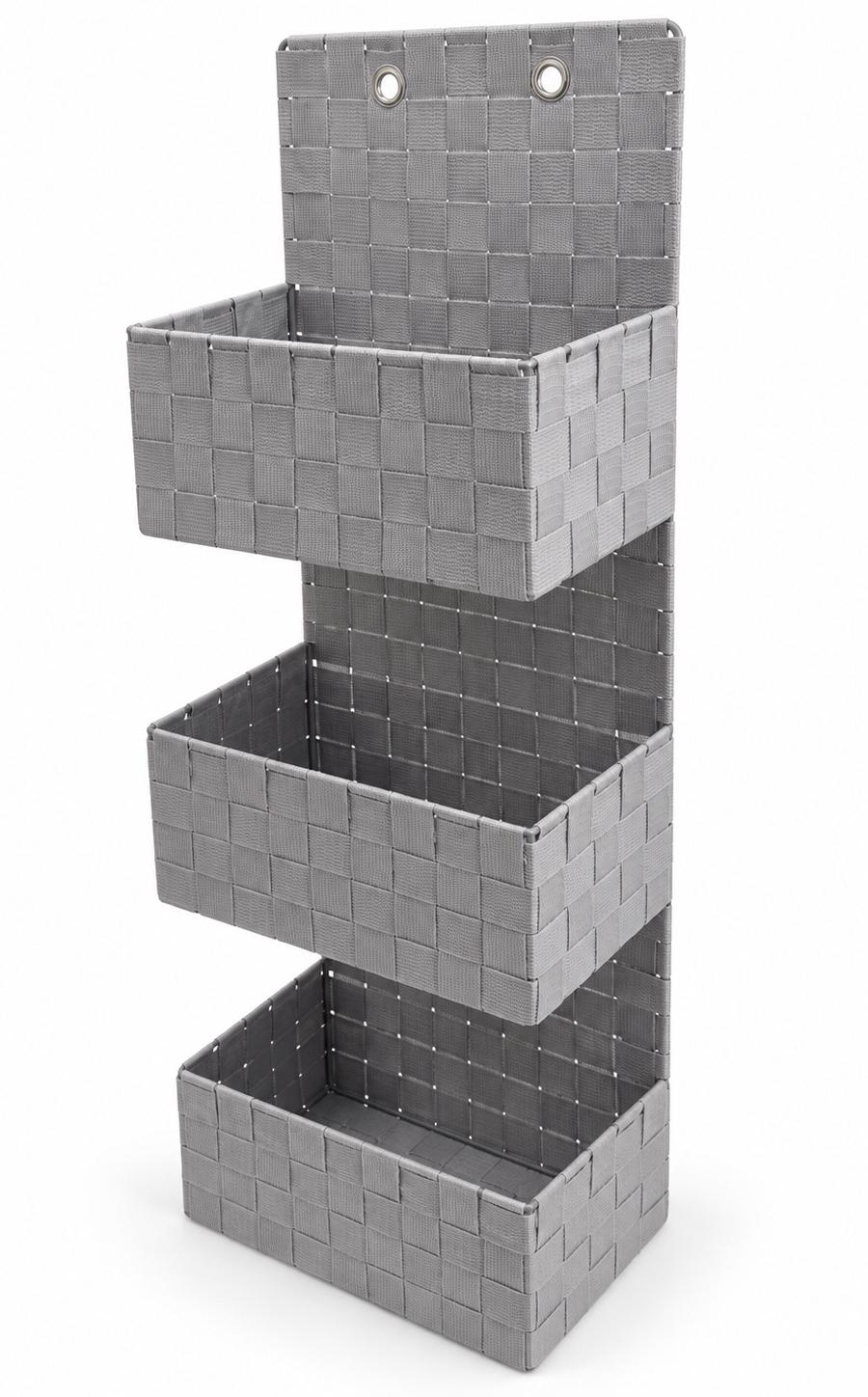 Gray 3-Tier Hanging Storage Basket Organizer