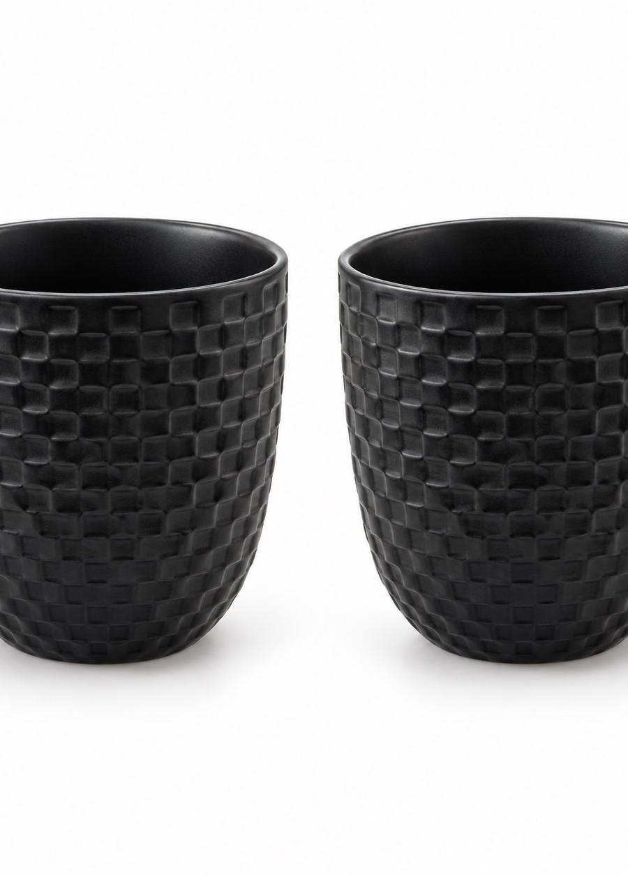 Textured Black Tea Cup Set – 2 Pieces