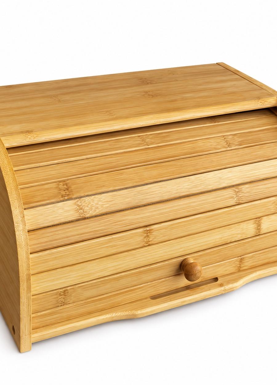 Natural Bamboo Roll-Top Bread Box